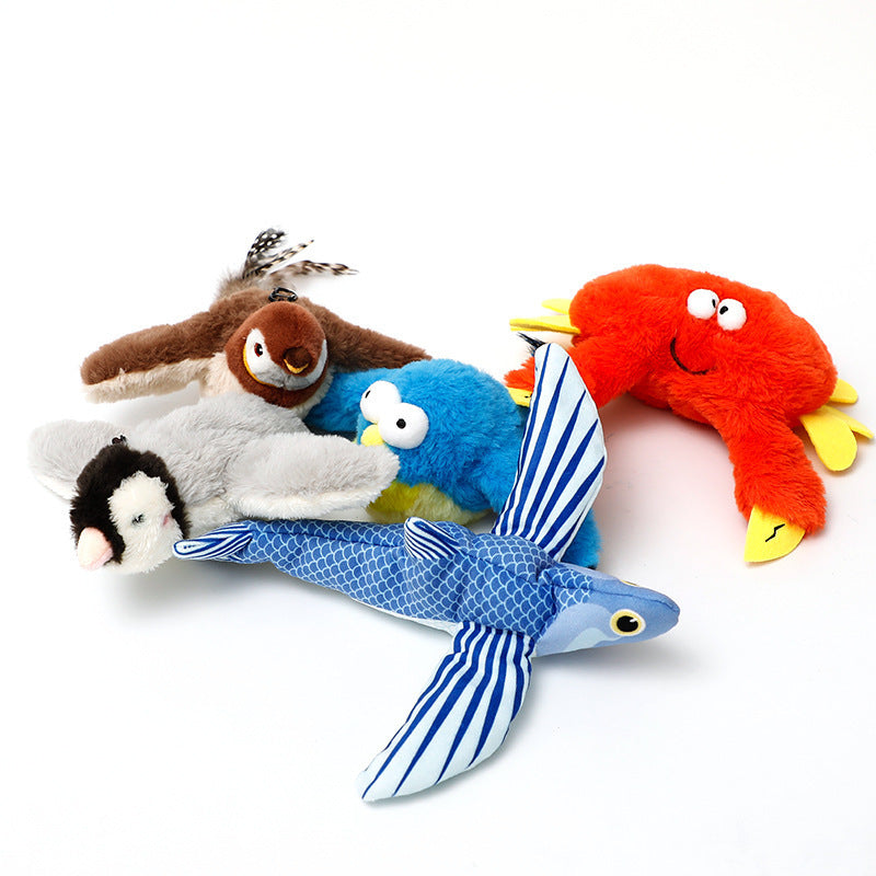 The new plush cat toy flaps simulated electric sparrows Shake shake birds Cat fun swing wings bird sing stick