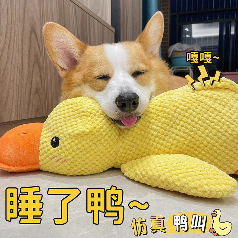 Simulation yellow Quack duck plush pet toy sound bb called bite resistant dog toy